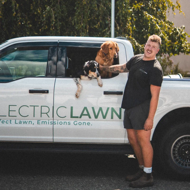 Electric Lawn - Victoria, BC - co-owner Hayden & truck